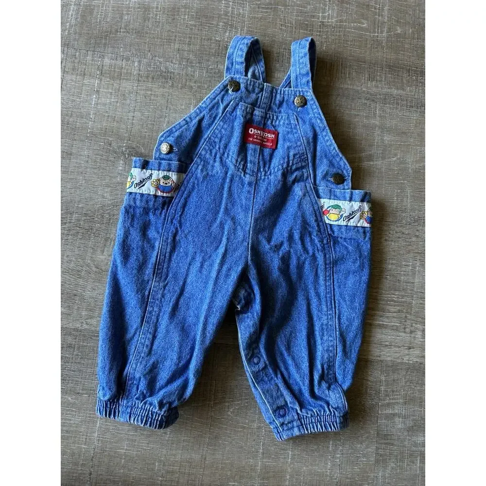 Vintage OshKosh B’Gosh Baby 3-6M Bubble Romper Overalls Baseball Bears USA